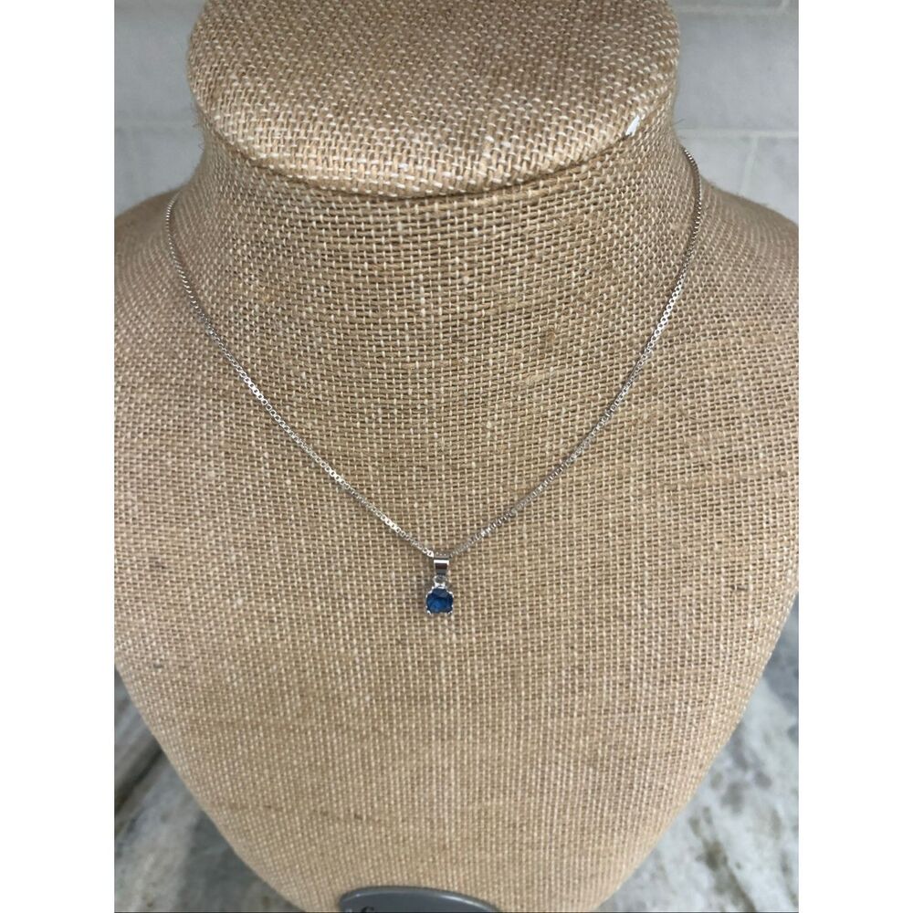 Sapphire Princess Cut Birthstone Pendant with Sterling Silver Necklace Chain